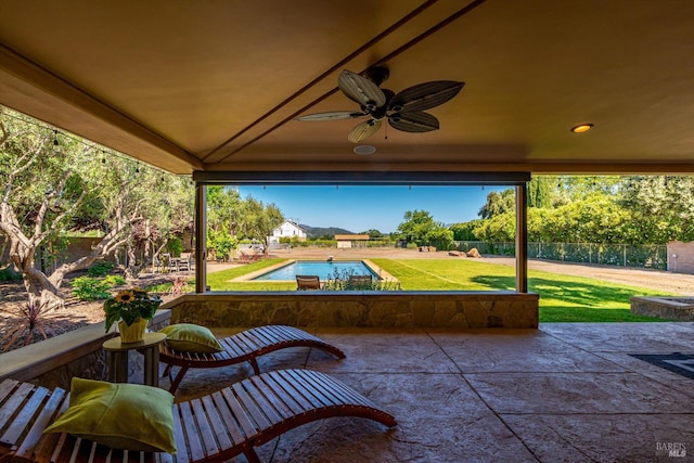466 Pratt Ave, Saint Helena, CA 94574 - view of patio featuring ceiling fan and an outdoor pool