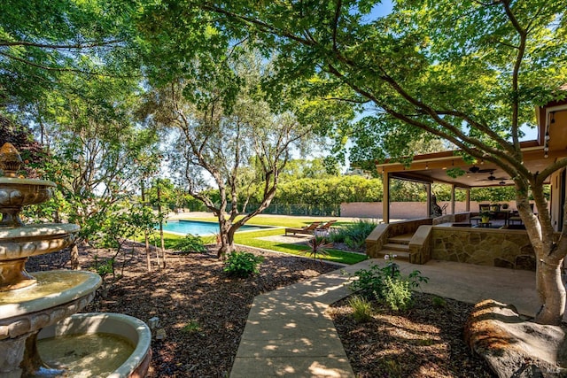 466 Pratt Ave, Saint Helena, CA 94574 - view of yard with a ceiling fan and a patio