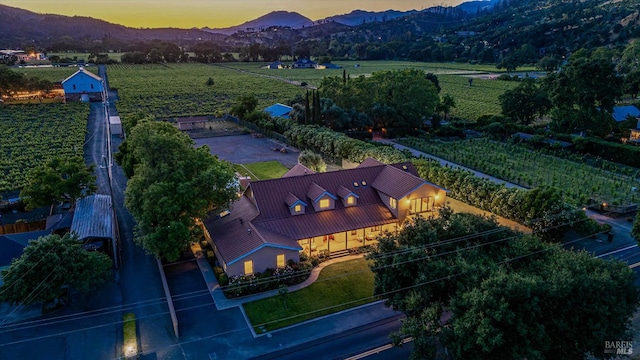 466 Pratt Ave, Saint Helena, CA 94574 - aerial view at dusk of a rural view, a mountain view, and agricultural plots