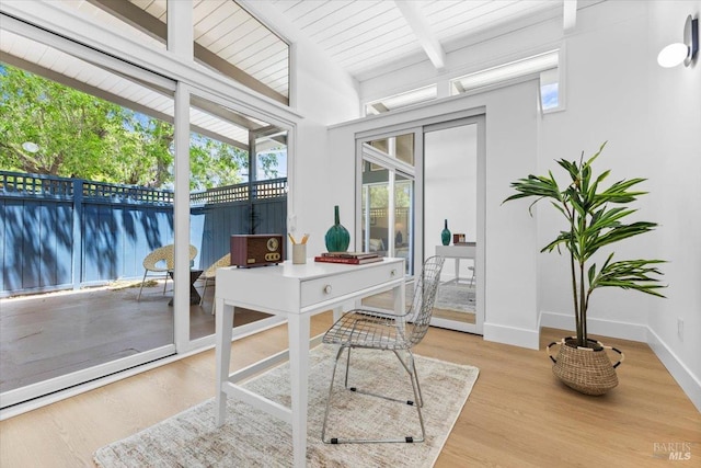 462 Hickory Ln, San Rafael, CA 94903 - office area with wood finished floors, wood ceiling, and baseboards