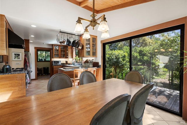 7 Linsdale Ln, Point Reyes Station, CA 94956 - dining area with light tile patterned flooring and recessed lighting