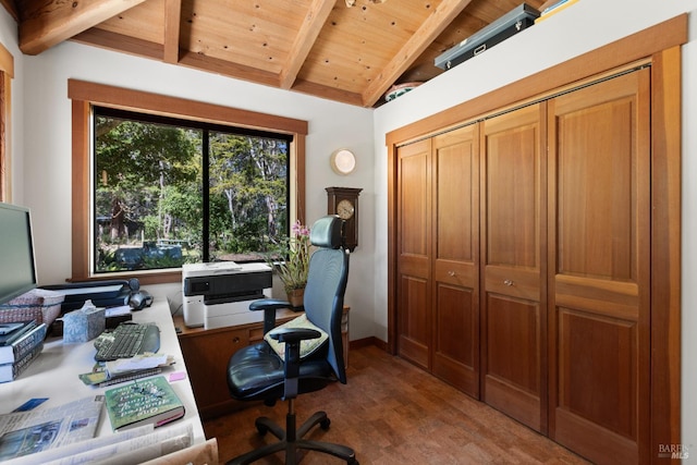 7 Linsdale Ln, Point Reyes Station, CA 94956 - office space with wooden ceiling and wood finished floors