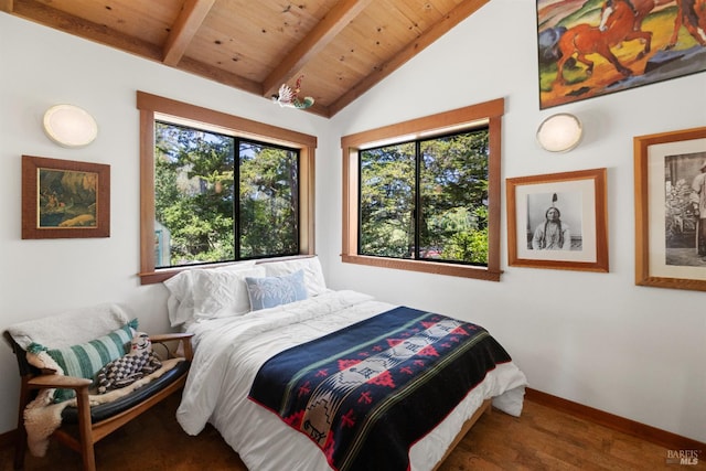 7 Linsdale Ln, Point Reyes Station, CA 94956 - bedroom with wood ceiling, multiple windows, baseboards, and wood finished floors