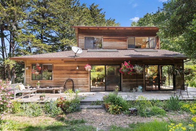 7 Linsdale Ln, Point Reyes Station, CA 94956 - back of property featuring a wooden deck and a shingled roof
