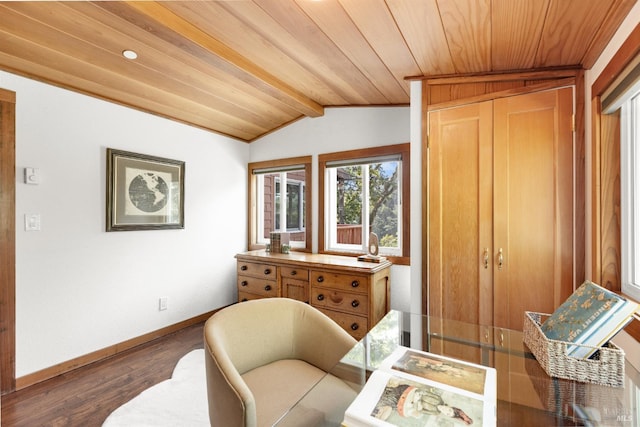 168 Vision Rd, Inverness, CA 94937 - living area featuring wood ceiling, baseboards, and wood finished floors
