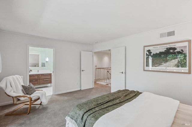 9 California Condor Way, Novato, CA 94949 - bedroom with light colored carpet, ensuite bathroom, and baseboards