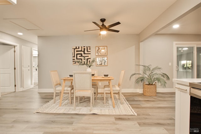 50 Montego Ct, Suisun City, CA 94585 - dining area featuring recessed lighting, light wood-style flooring, and a ceiling fan