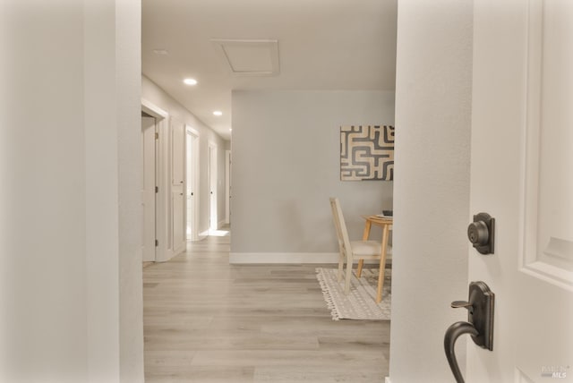 50 Montego Ct, Suisun City, CA 94585 - hall with recessed lighting, wood finished floors, and attic access