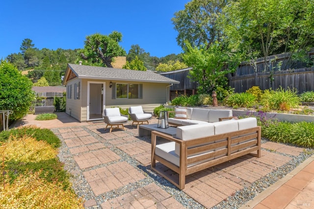5 Crescent Cir, Fairfax, CA 94930 - view of patio / terrace featuring an outbuilding and an outdoor hangout area
