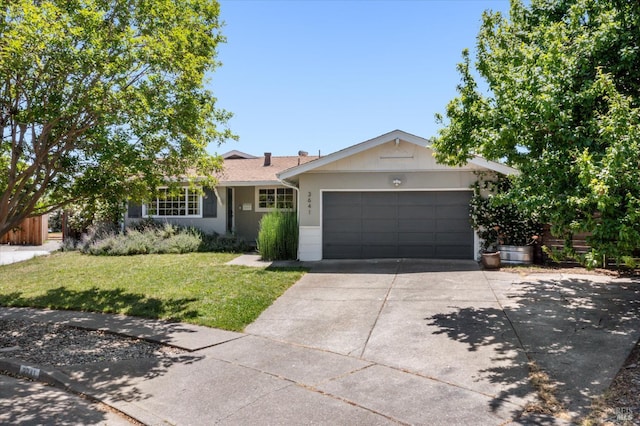 3641 Evergreen Ct, Napa, CA 94558 - ranch-style house featuring a front yard, an attached garage, and concrete driveway