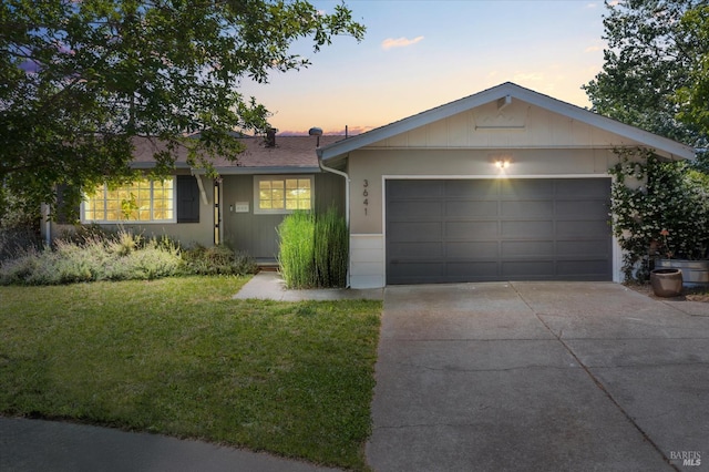 3641 Evergreen Ct, Napa, CA 94558 - ranch-style house with an attached garage, driveway, and a front yard
