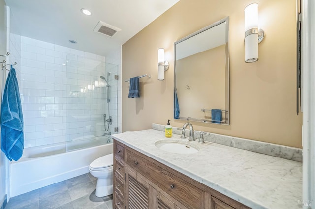291 Maple Ave, Kenwood, CA 95452 - full bathroom with toilet, vanity, bathtub / shower combination, and tile patterned flooring