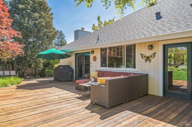 291 Maple Ave, Kenwood, CA 95452 - wooden deck featuring a grill and an outdoor hangout area
