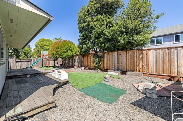 6576 Jade Ct, Rohnert Park, CA 94928 - fenced backyard with a deck and a playground