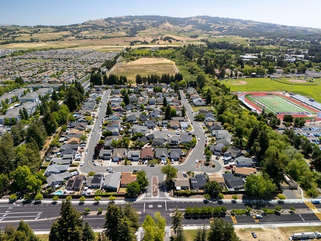 6576 Jade Ct, Rohnert Park, CA 94928 - aerial overview of property's location featuring a mountainous background and nearby suburban area