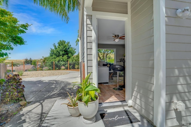323 Larkin Ct, Benicia, CA 94510 - view of exterior entry featuring a patio and ceiling fan