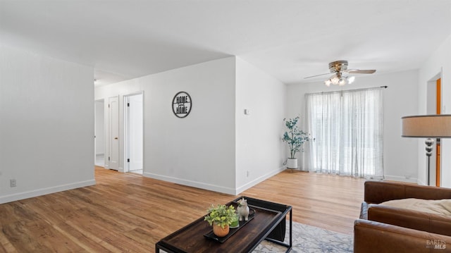 701 Nevada St, Fairfield, CA 94533 - living room featuring ceiling fan, wood finished floors, and baseboards
