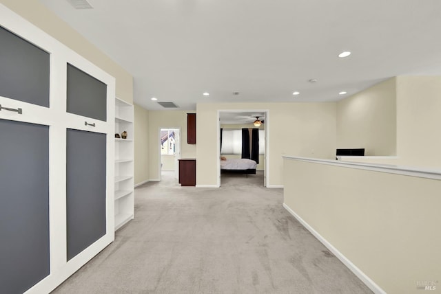 2467 Flatley Cir, Fairfield, CA 94533 - corridor with light colored carpet, recessed lighting, baseboards, and built in features