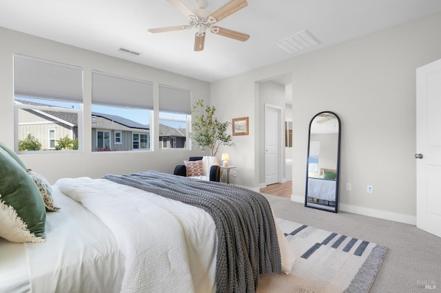 2579 Estery Ln, Santa Rosa, CA 95403 - bedroom with light carpet, baseboards, and ceiling fan
