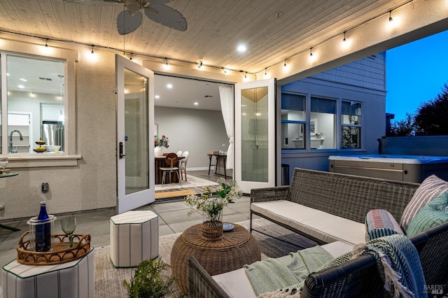 2579 Estery Ln, Santa Rosa, CA 95403 - view of patio / terrace featuring a hot tub, outdoor lounge area, and ceiling fan