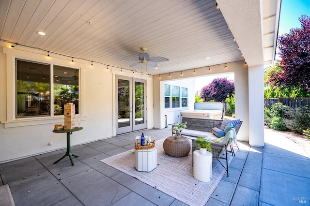 2579 Estery Ln, Santa Rosa, CA 95403 - view of patio with ceiling fan, french doors, and an outdoor living space