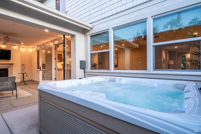 2579 Estery Ln, Santa Rosa, CA 95403 - view of patio featuring a hot tub and ceiling fan