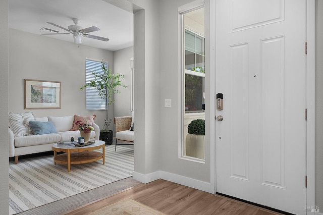 2579 Estery Ln, Santa Rosa, CA 95403 - foyer entrance featuring light wood finished floors, baseboards, and ceiling fan