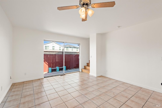 1039 Aston Cir, Santa Rosa, CA 95404 - spare room with stairs, a ceiling fan, light tile patterned floors, and baseboards