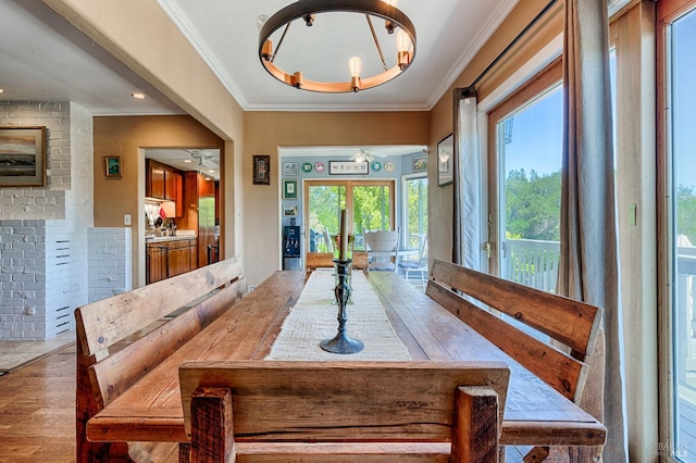 5851 Vine Hill Rd, Sebastopol, CA 95472 - dining room featuring ornamental molding and wood finished floors