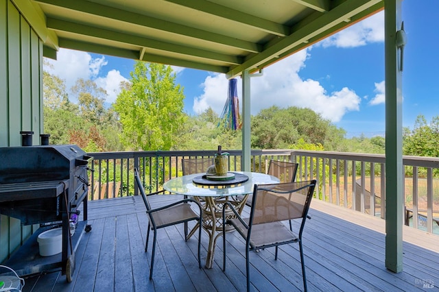 5851 Vine Hill Rd, Sebastopol, CA 95472 - wooden terrace with outdoor dining area and area for grilling