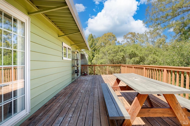 5851 Vine Hill Rd, Sebastopol, CA 95472 - wooden deck featuring outdoor dining space