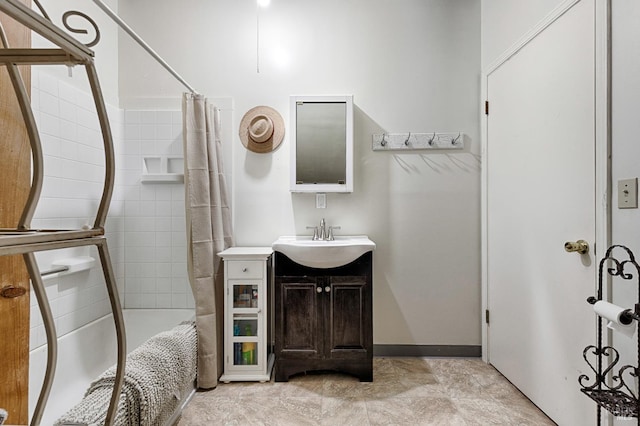 5851 Vine Hill Rd, Sebastopol, CA 95472 - bathroom with vanity and shower / bathtub combination with curtain