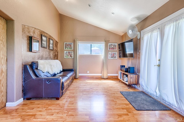 5851 Vine Hill Rd, Sebastopol, CA 95472 - sitting room featuring lofted ceiling, wood finished floors, and baseboards