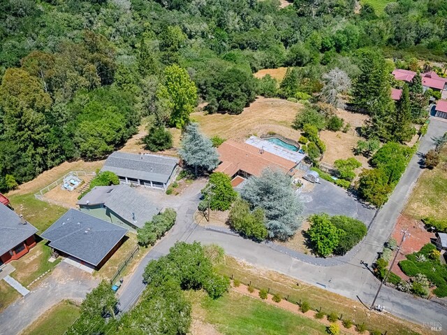 5851 Vine Hill Rd, Sebastopol, CA 95472 - aerial overview of property's location featuring a heavily wooded area