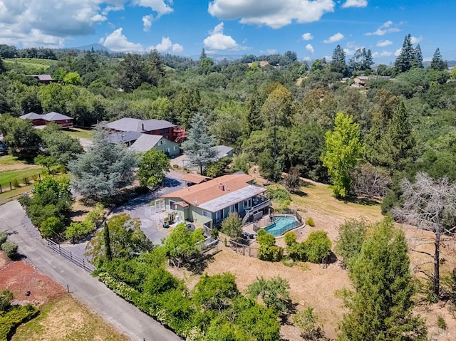 5851 Vine Hill Rd, Sebastopol, CA 95472 - view of subject property with a heavily wooded area and a pool