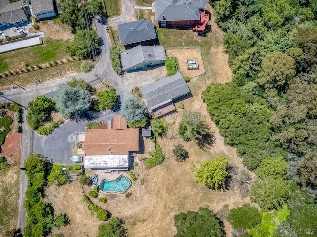 5851 Vine Hill Rd, Sebastopol, CA 95472 - aerial overview of property's location featuring a pool area and nearby suburban area