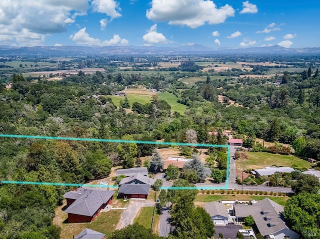 5851 Vine Hill Rd, Sebastopol, CA 95472 - view of property location featuring property parcel outlined, mountains, and a heavily wooded area