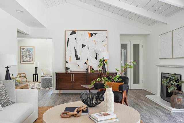115 Leland Way, Tiburon, CA 94920 - living room with wood finished floors, a fireplace with raised hearth, wood ceiling, baseboards, and recessed lighting