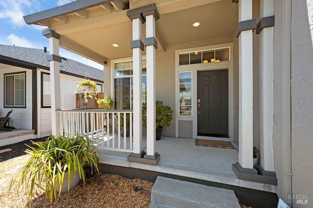 2775 Red Tail St, Santa Rosa, CA 95407 - doorway to property featuring covered porch and stucco siding