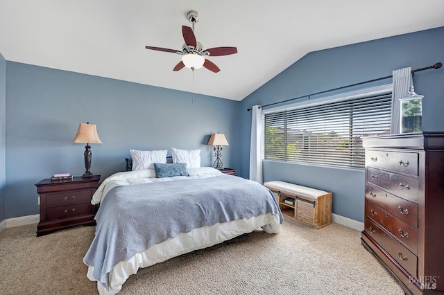 2775 Red Tail St, Santa Rosa, CA 95407 - carpeted bedroom featuring lofted ceiling, baseboards, and a ceiling fan