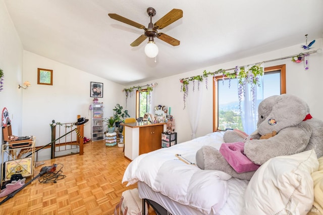 221 Tiburon Blvd, San Rafael, CA 94901 - bedroom featuring vaulted ceiling and ceiling fan