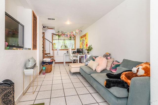 221 Tiburon Blvd, San Rafael, CA 94901 - living area with light tile patterned flooring, stairs, and baseboards