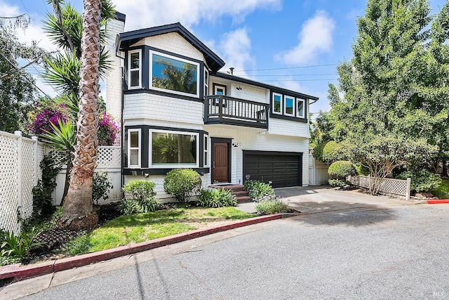 1 Courtney Ln, Mill Valley, CA 94941 - view of front of property with a balcony, an attached garage, and driveway