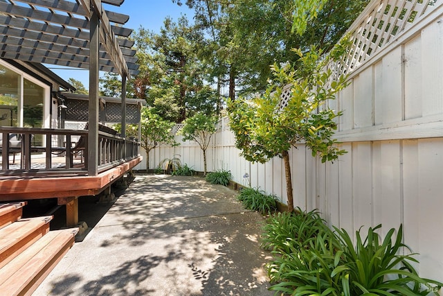 1 Courtney Ln, Mill Valley, CA 94941 - view of patio featuring a pergola and a deck