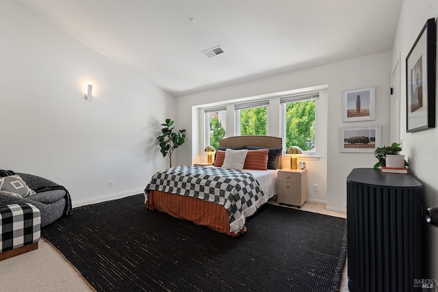 1 Courtney Ln, Mill Valley, CA 94941 - carpeted bedroom featuring vaulted ceiling and baseboards