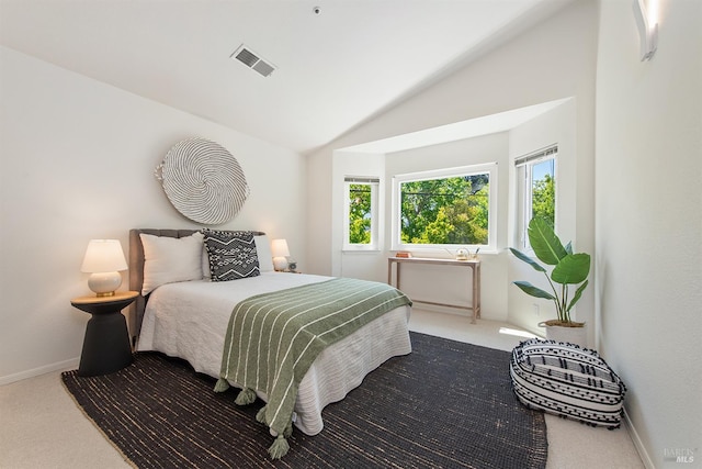 1 Courtney Ln, Mill Valley, CA 94941 - bedroom with carpet flooring, multiple windows, baseboards, and lofted ceiling