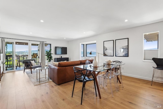 78 Marinero Cir, Tiburon, CA 94920 - dining space with light wood-type flooring, healthy amount of natural light, recessed lighting, and baseboards