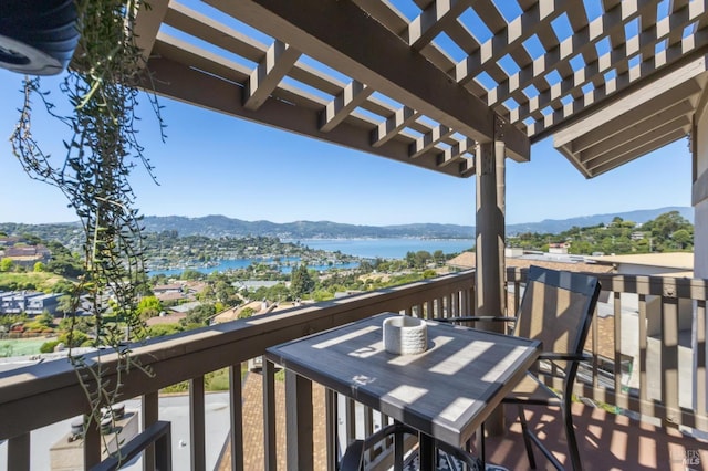 78 Marinero Cir, Tiburon, CA 94920 - wooden terrace featuring a water and mountain view and a pergola