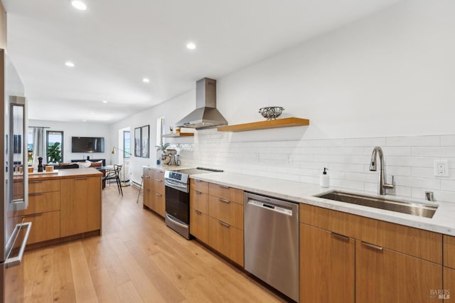 78 Marinero Cir, Tiburon, CA 94920 - kitchen with appliances with stainless steel finishes, range hood, a sink, modern cabinets, and recessed lighting