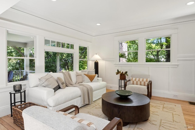 25 Winship Ave, Ross, CA 94957 - living area featuring plenty of natural light, a decorative wall, wood finished floors, and recessed lighting